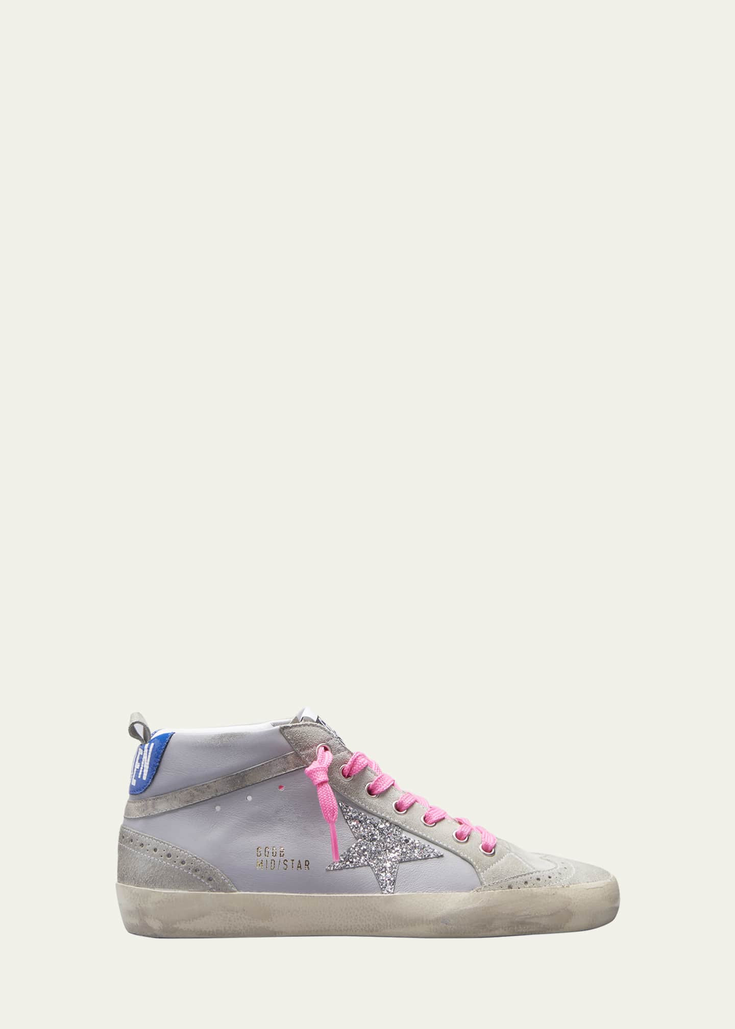 Mid Star Mixed Leather Glitter Sneakers | Bergdorf Goodman