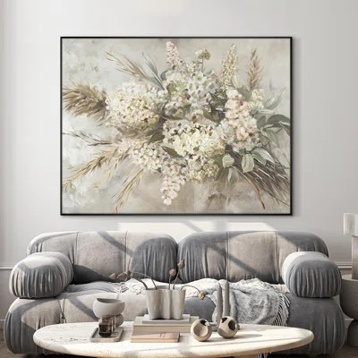 Extra Large Wall Art Fabric Print - Vintage Floral Bouquet Illustrations Artwork Decor for Living Room or Bedroom - "Frame Assembly Required (Unfinish | Wayfair North America