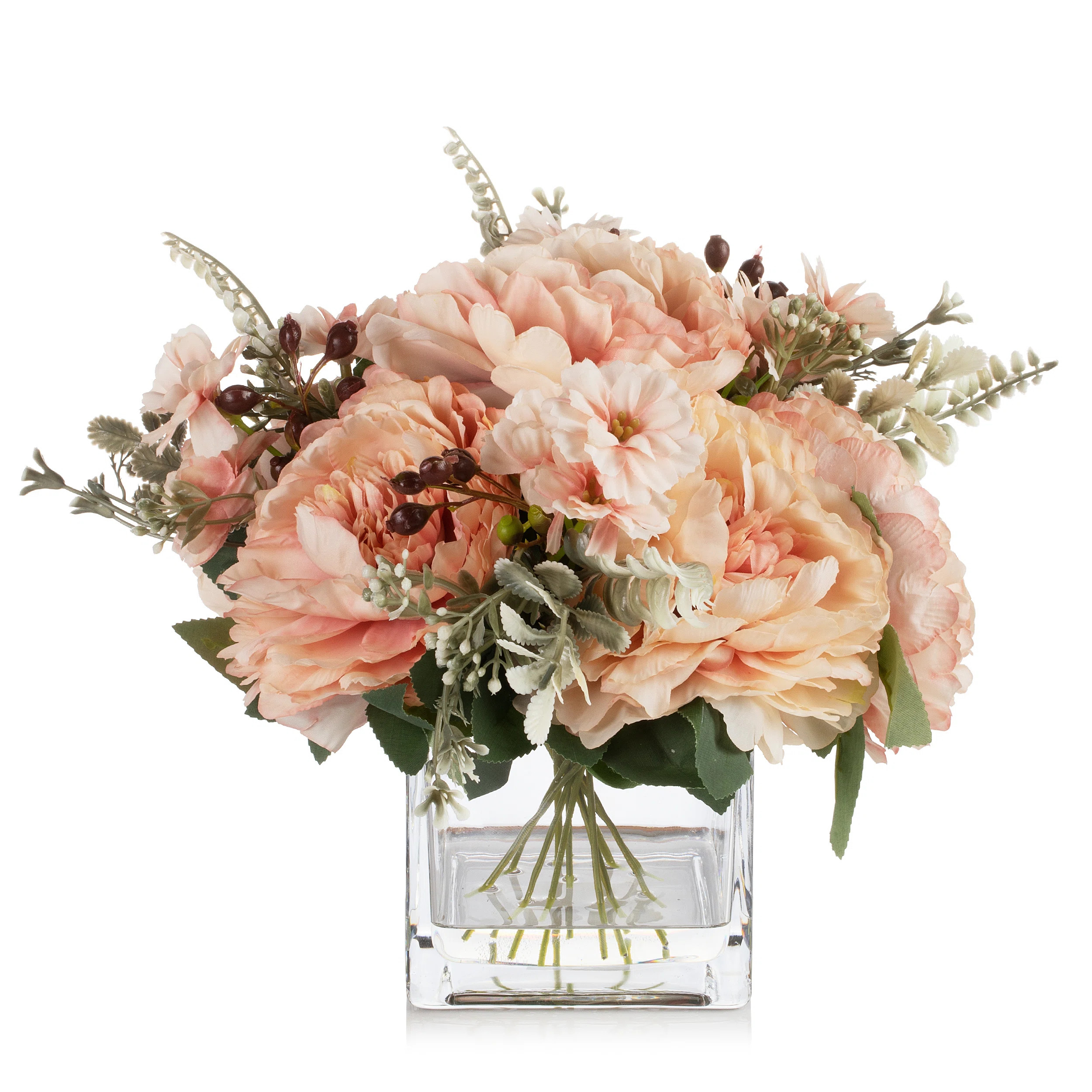 Silk Peony Arrangement in Vase | Wayfair North America