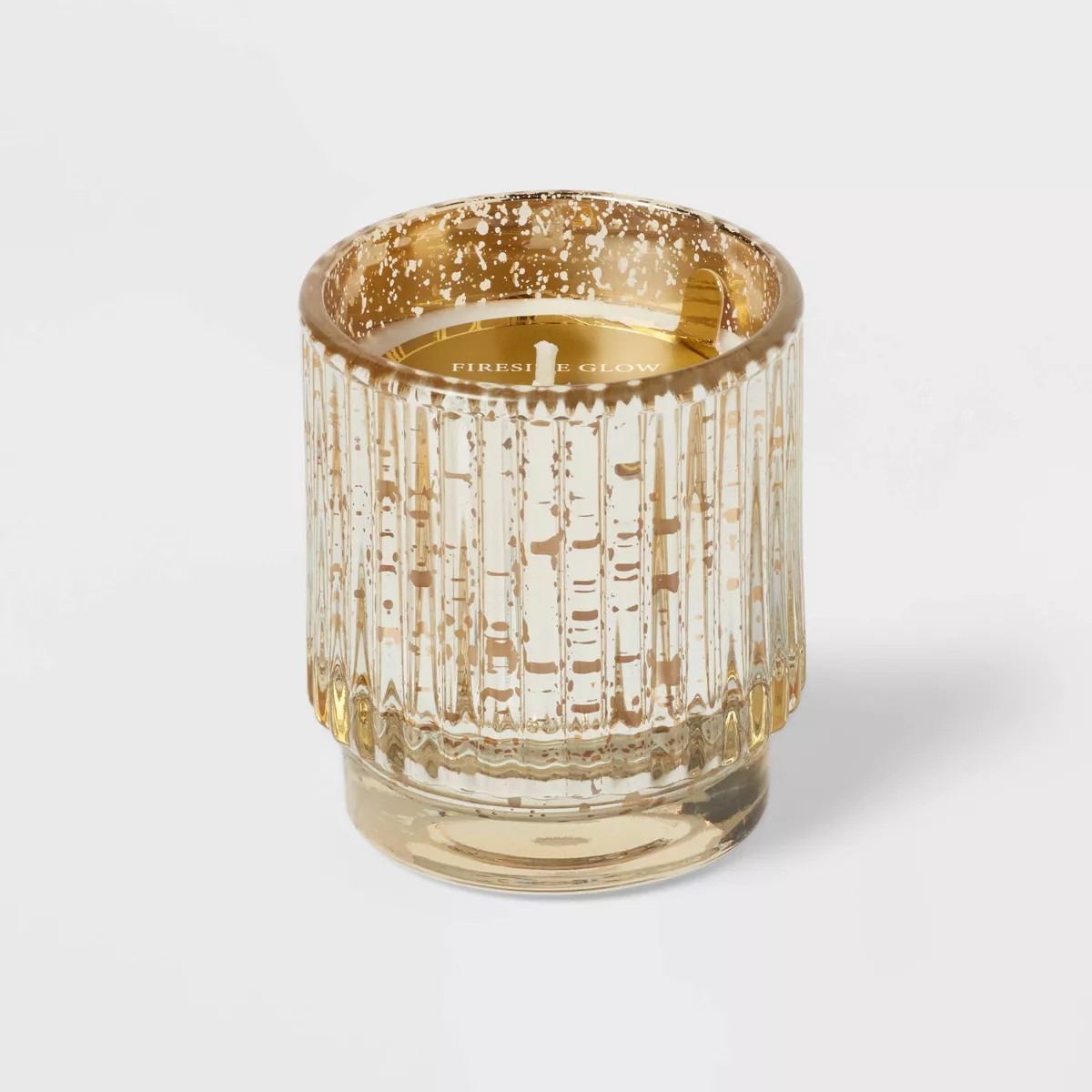 Ribbed Mercury Glass Fireside Glow Footed Jar Candle Gold 10oz - Threshold™ | Target