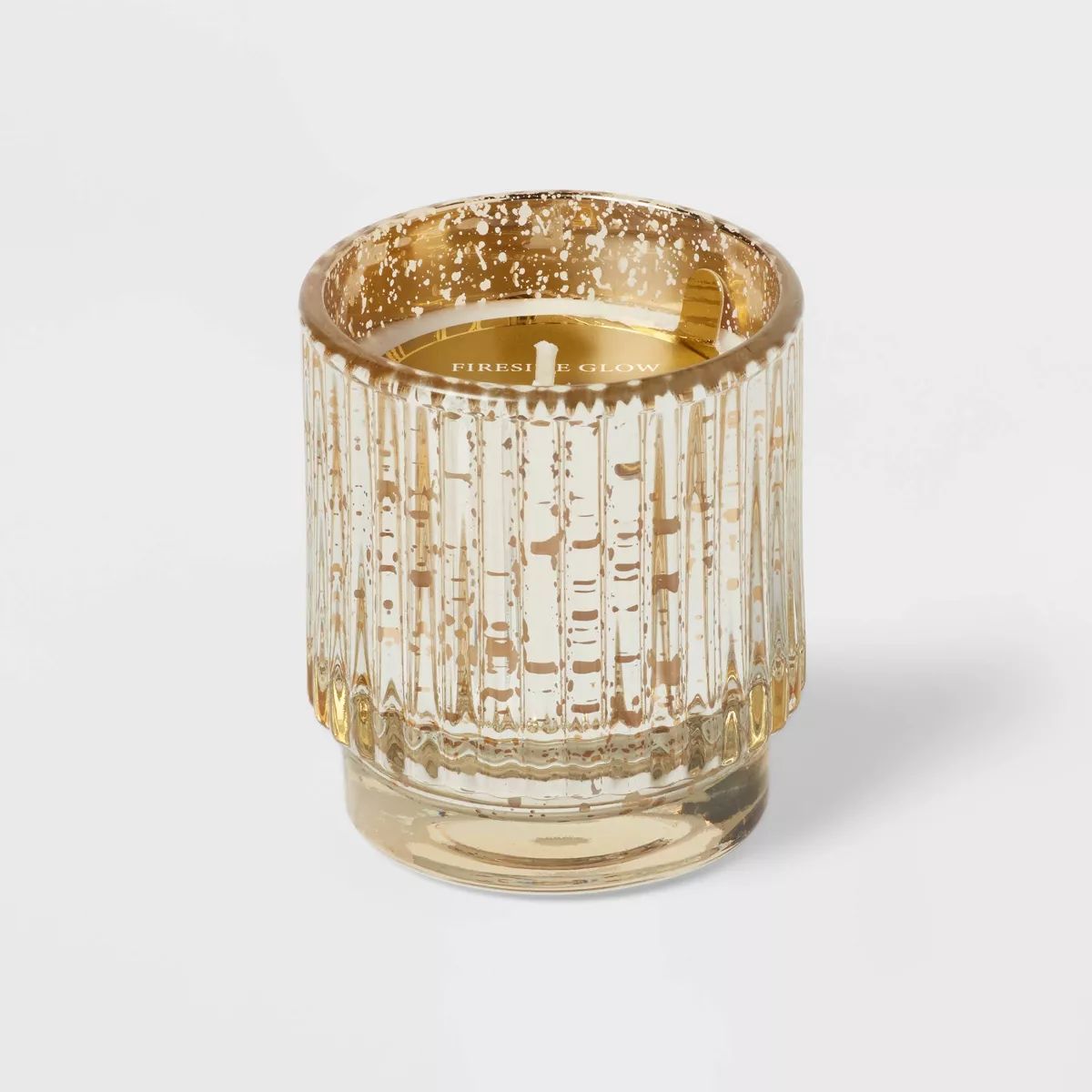 Ribbed Mercury Glass Fireside Glow Footed Jar Candle Gold 4oz - Threshold™ | Target