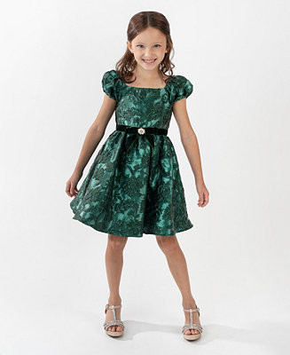Girls' 2T-6X Two-Tone Brocade Short-Sleeve Dress | Macy's