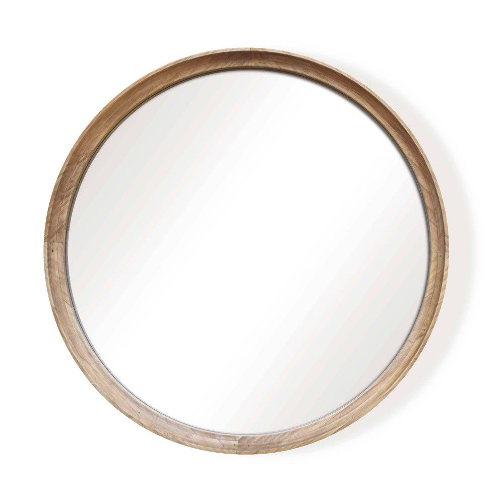 26"" Classic Wood Round Mirror Natural - Threshold | Target