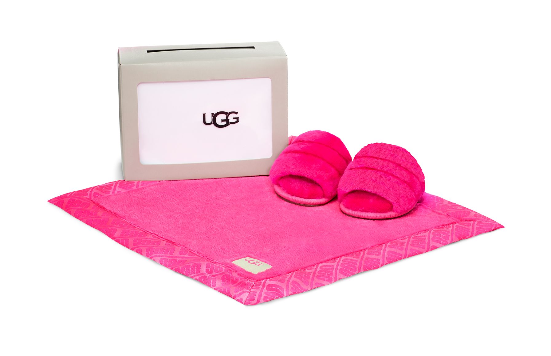 UGG Infants' Fluff Yeah Slide And Lovey Fleece/Sheepskin Slippers in Rock Rose, Size 1 (0-6 months) | UGG (US)