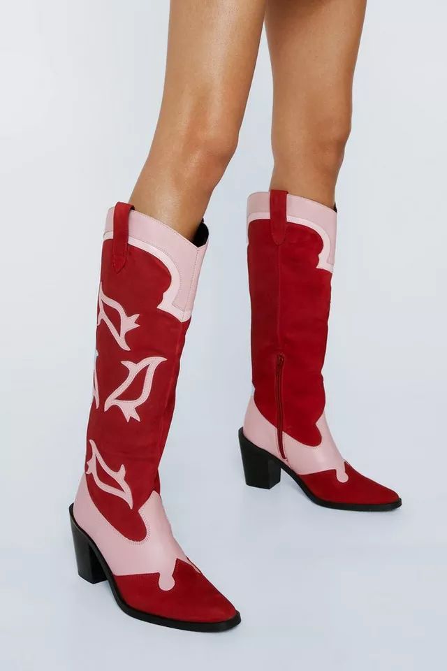 Leather Color Block Western Boots | Nasty Gal (US)