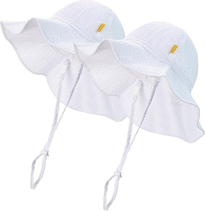 Baby & Toddler Wide Brim Sun Hats UPF 50+ Sun Protection Bucket Cap Cute Adjustable Hat in Seersu... | Amazon (US)