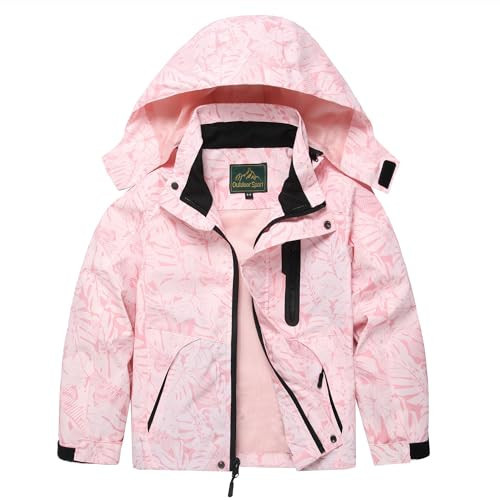 GIISAM Boys Rain Jacket, Girls Raincoat Waterproof Lightweight Windbreaker Coats for Kids (Maple Pink,8-9) | Amazon (US)