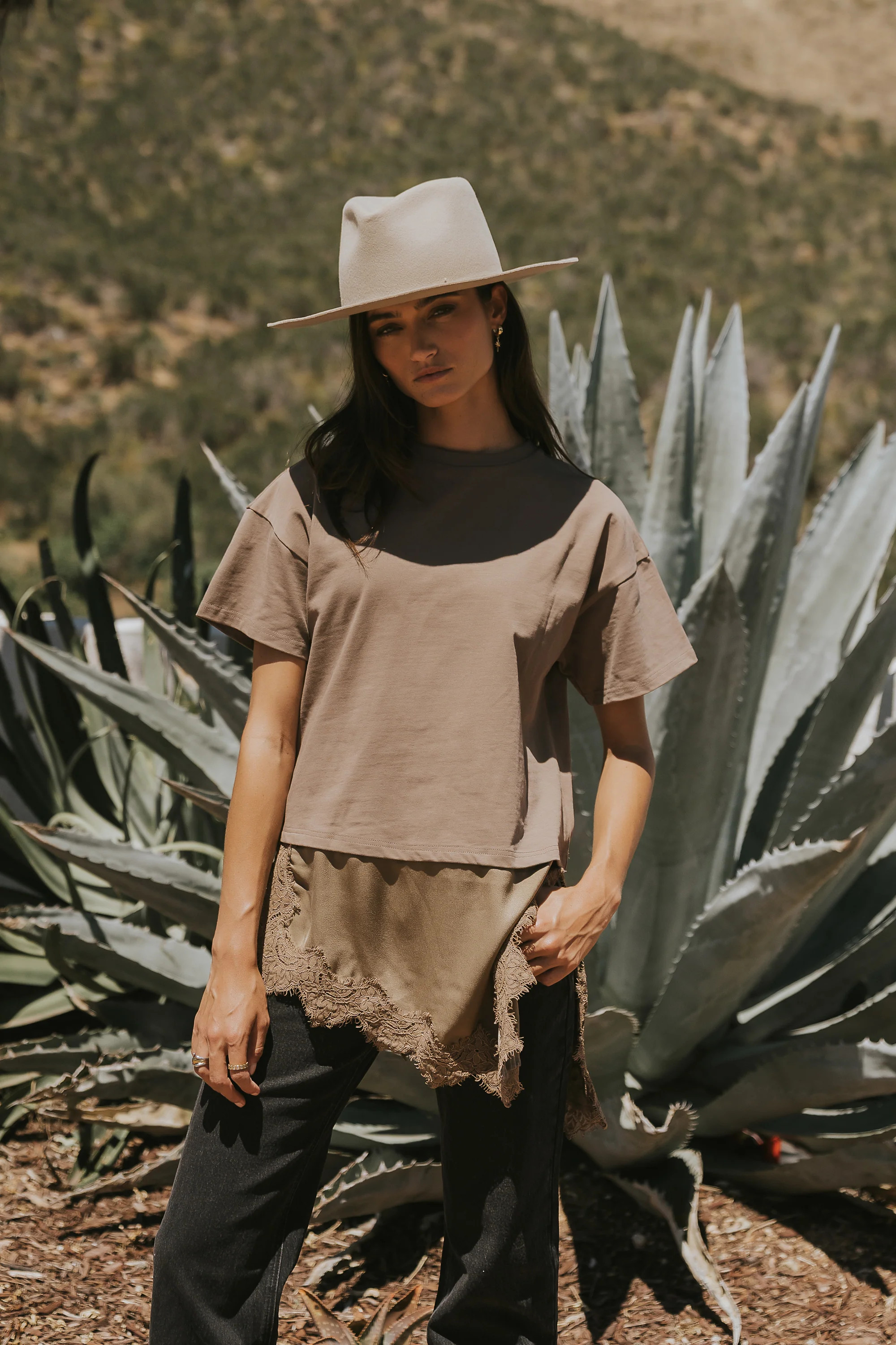 Mika Combination Top in Brown | Böhme US
