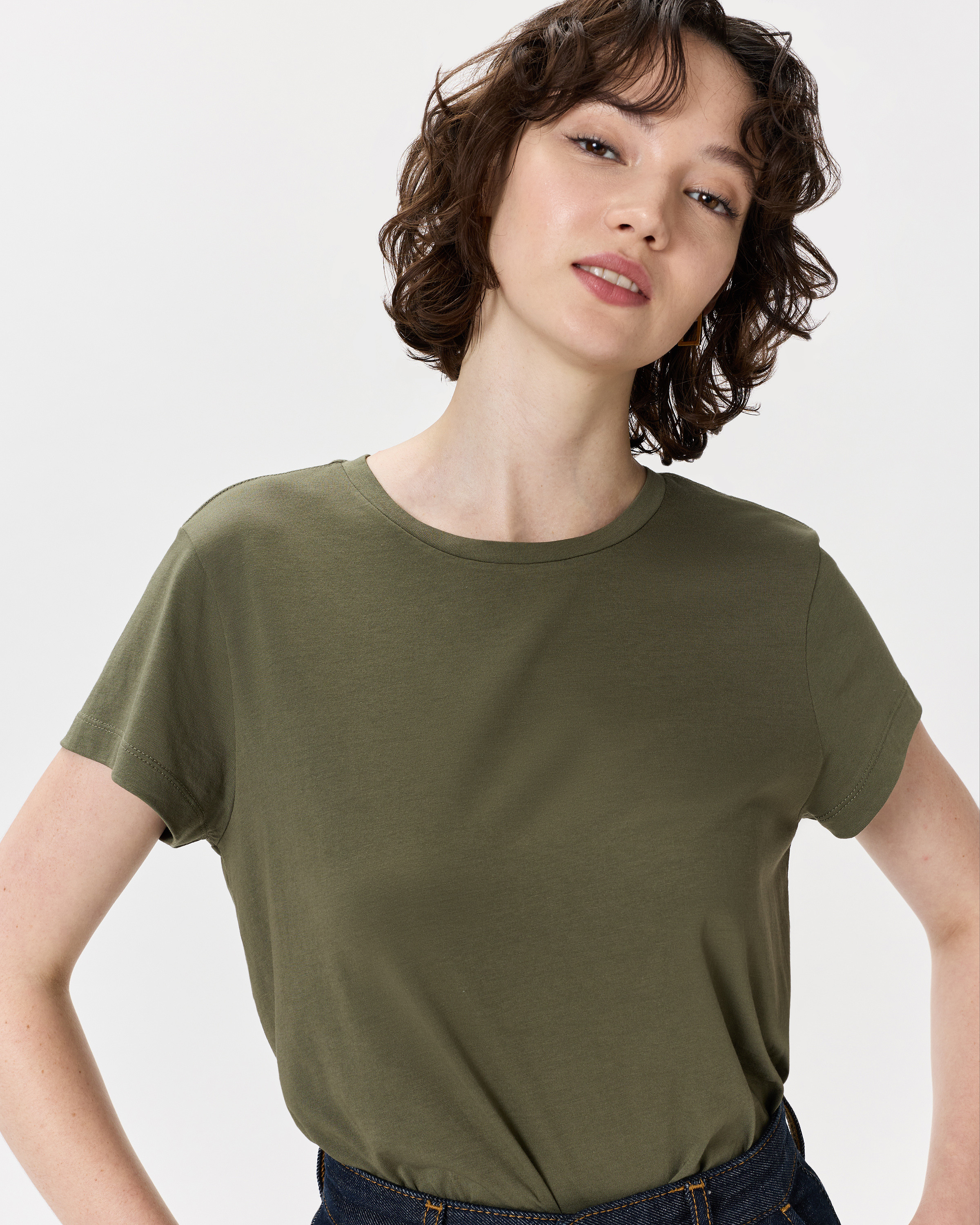 Quince | Women's Cotton Modal Crew Neck Swing T-Shirt in Black, Size Large, Cotton/Modal | Quince