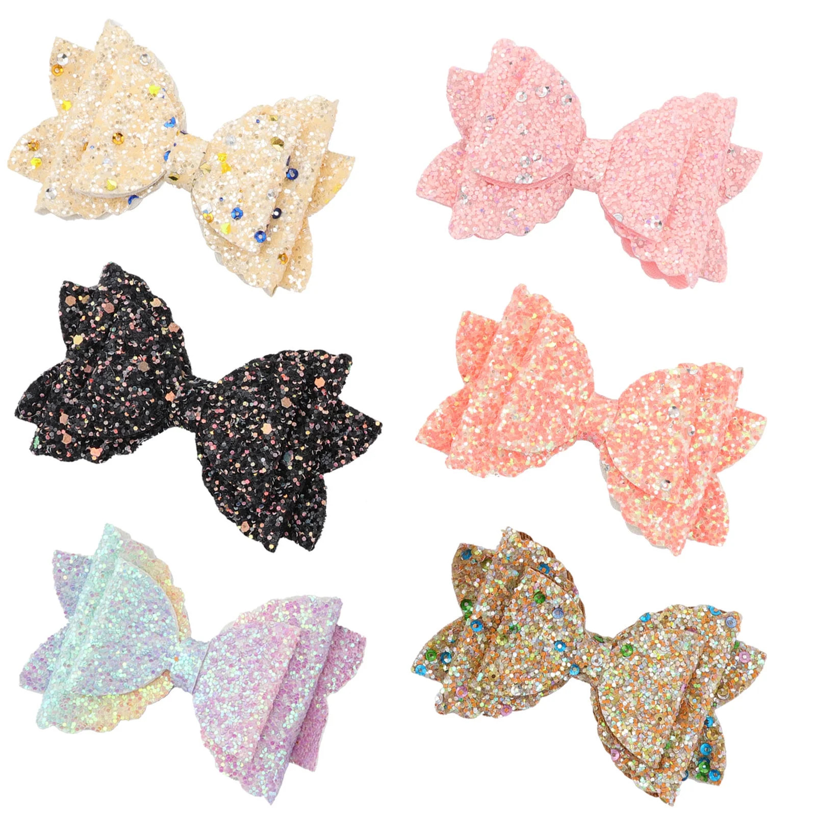 Minkissy 6-Pack Sparkly Hair Bows for Girls, Decorative Accessories in Assorted Colors for Themed... | Walmart (US)