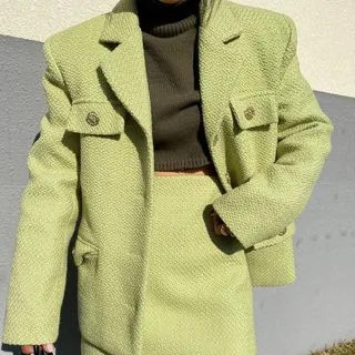 Set: Tweed Blazer + Mini A-Line Skirt | YesStyle Global