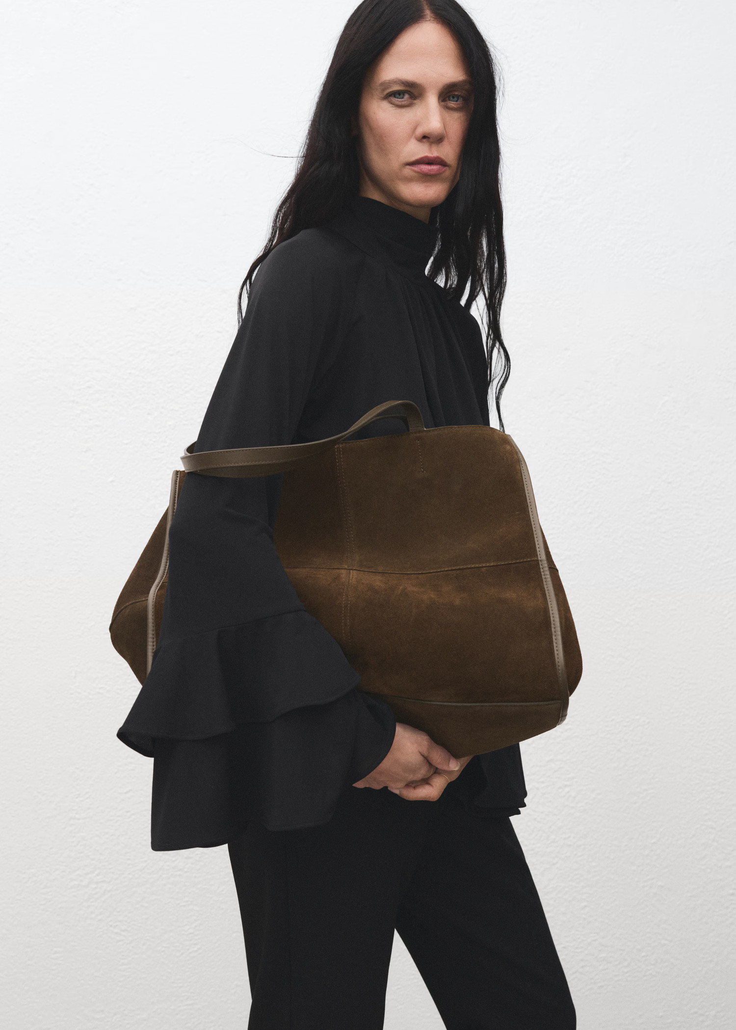 Suede leather shopper bag | Mango (US/MX/AU)