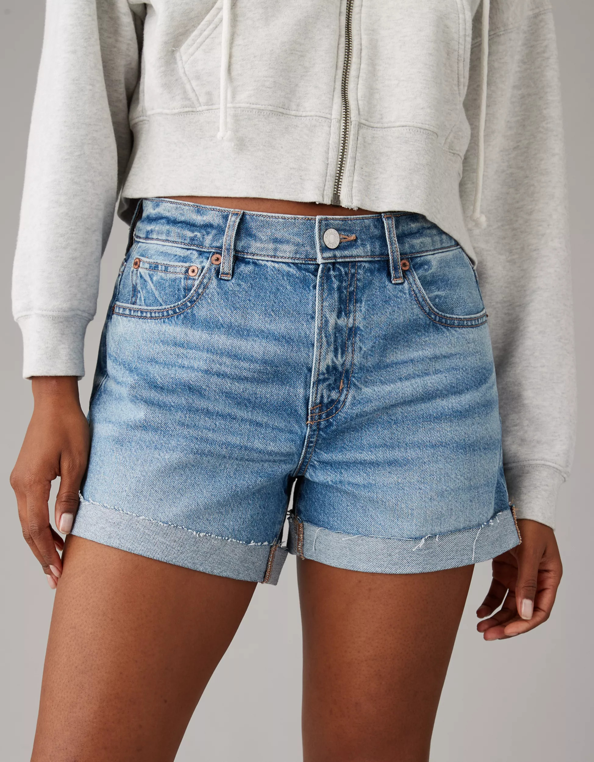 AE Strigid 4" Perfect Denim Short | American Eagle Outfitters (US & CA)