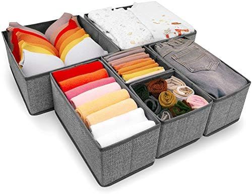 Criusia Underwear Drawer Organizer, 6 Set Foldable Underwear Drawer Organizer and Closet Dividers... | Amazon (US)