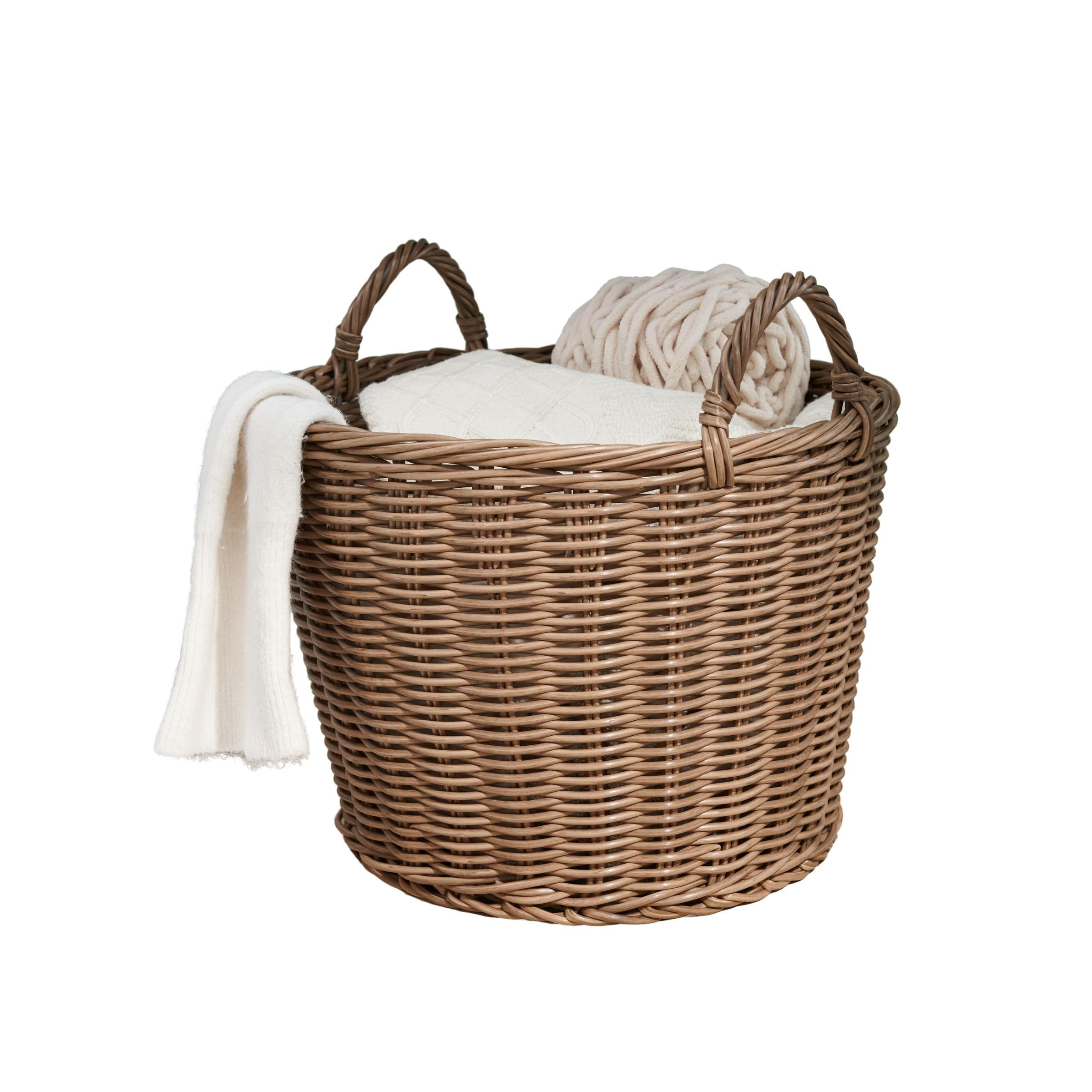 Joseph Round Cone Woven Resin Wicker Basket with Handles (16" x 16" x 14.5" - Chocolate Brown) - ... | Amazon (US)