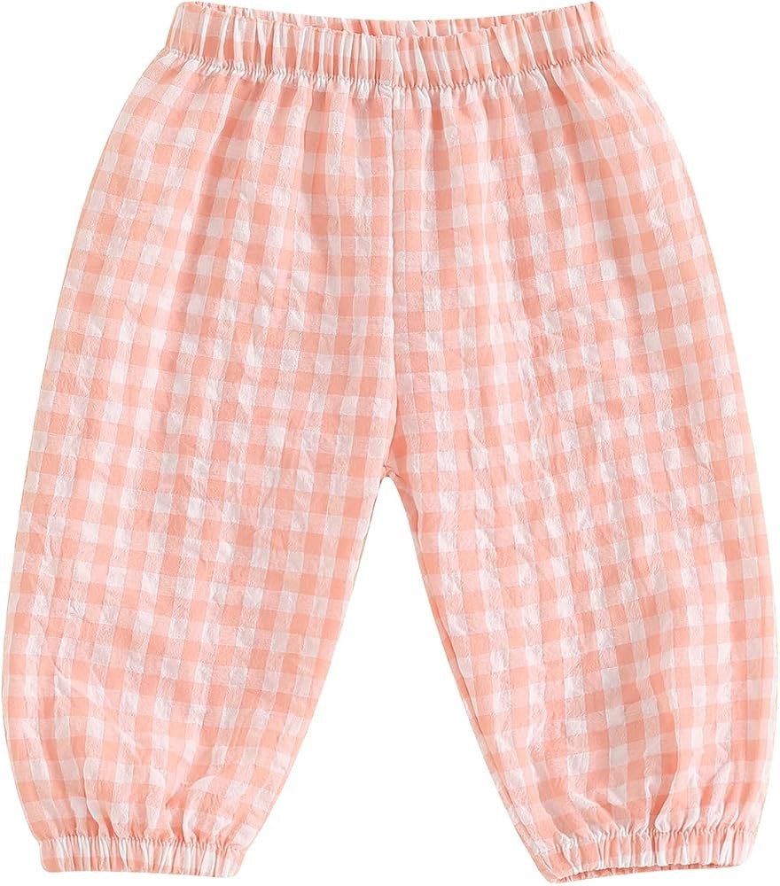 Toddler Checkered Pants Baby Girl Boy Elastic Waist Jogger Pants Kids Casual Plaid Trousers Infan... | Amazon (US)