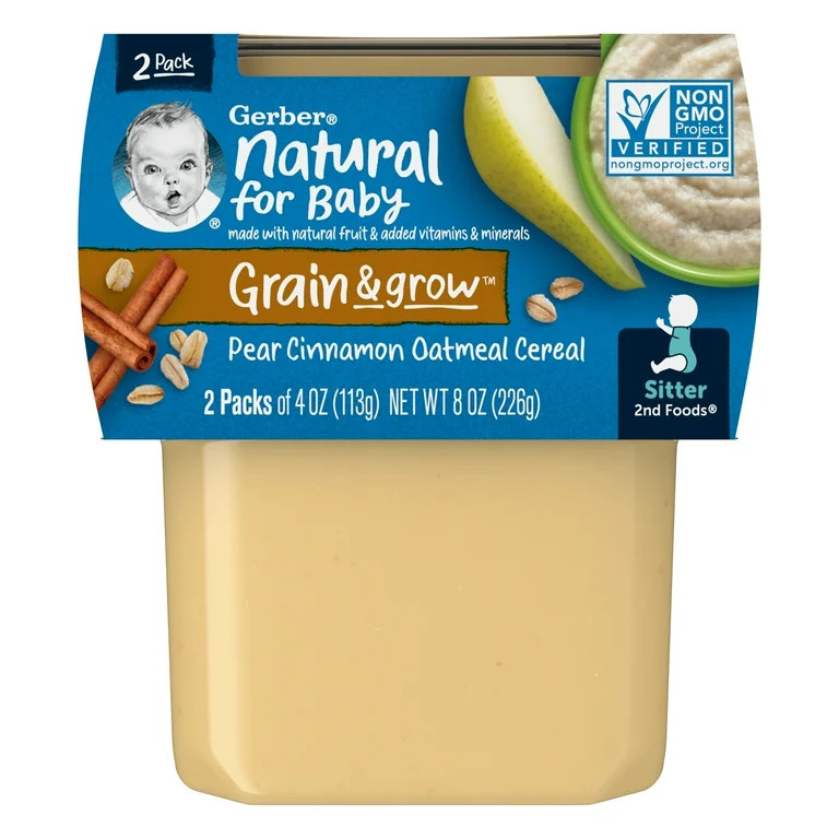 Gerber 2nd Foods Baby Food, Pear Cinnamon with Oatmeal, 4 oz Tubs (2 Pack) | Walmart (US)