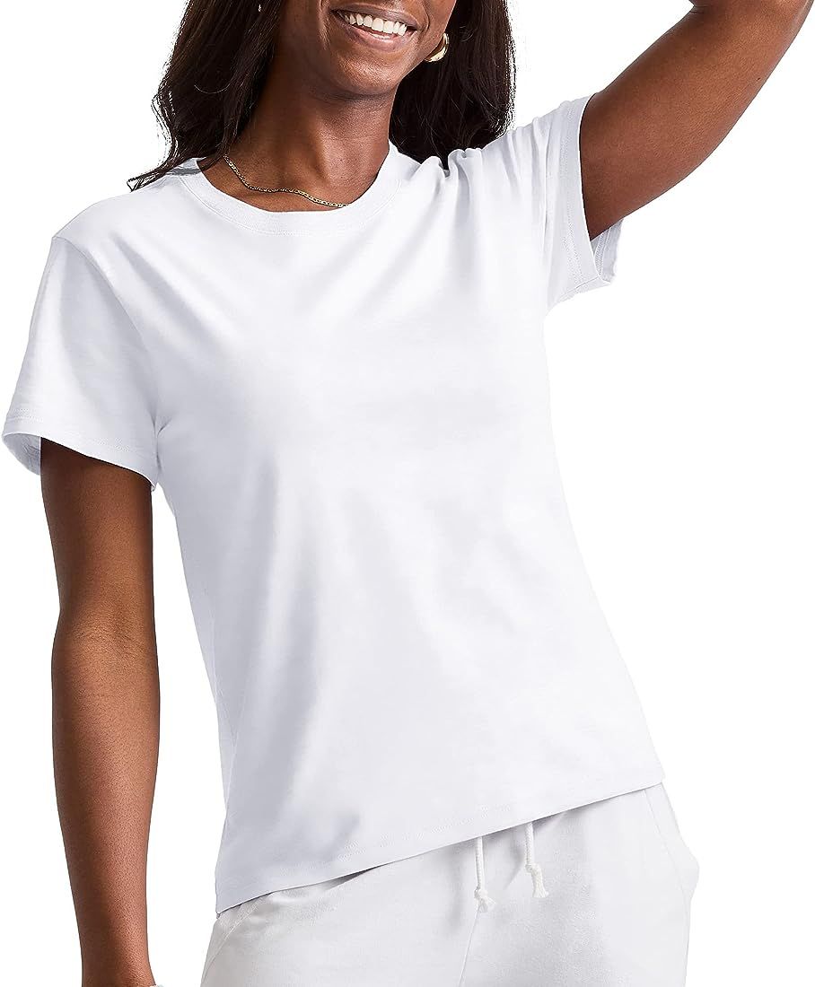 Hanes Originals Tri-Blend, Curved-Hem Tee, Classic Crewneck T-Shirt for Women, Plus | Amazon (US)