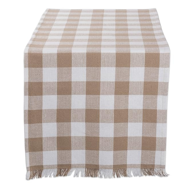 DII CAMZ10442 Table Runner, 14x108, Checkered Stone Brown | Amazon (US)