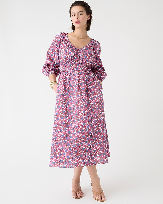 V-neck midi dress in berry floral | J. Crew US
