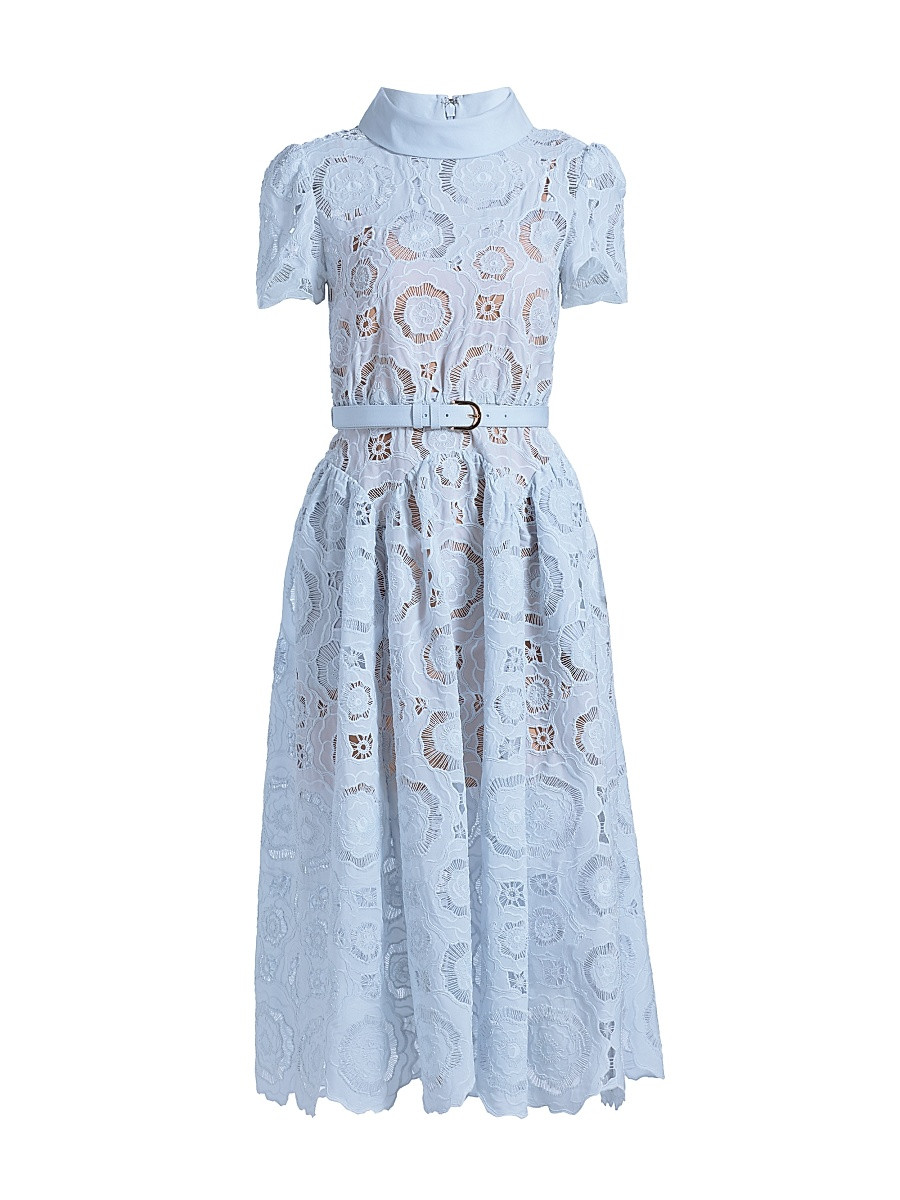 Women's Floral Lace A-Line Midi-Dress - Blue - Size 8 | Saks Fifth Avenue