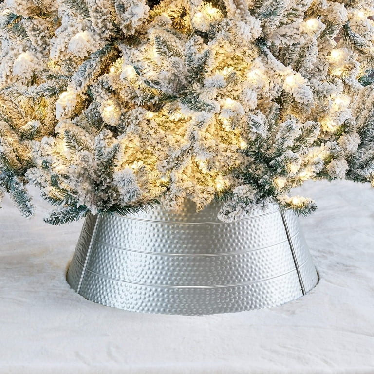 Glitzhome 22"D Sliver Hammered Metal Tree Collar | Walmart (US)