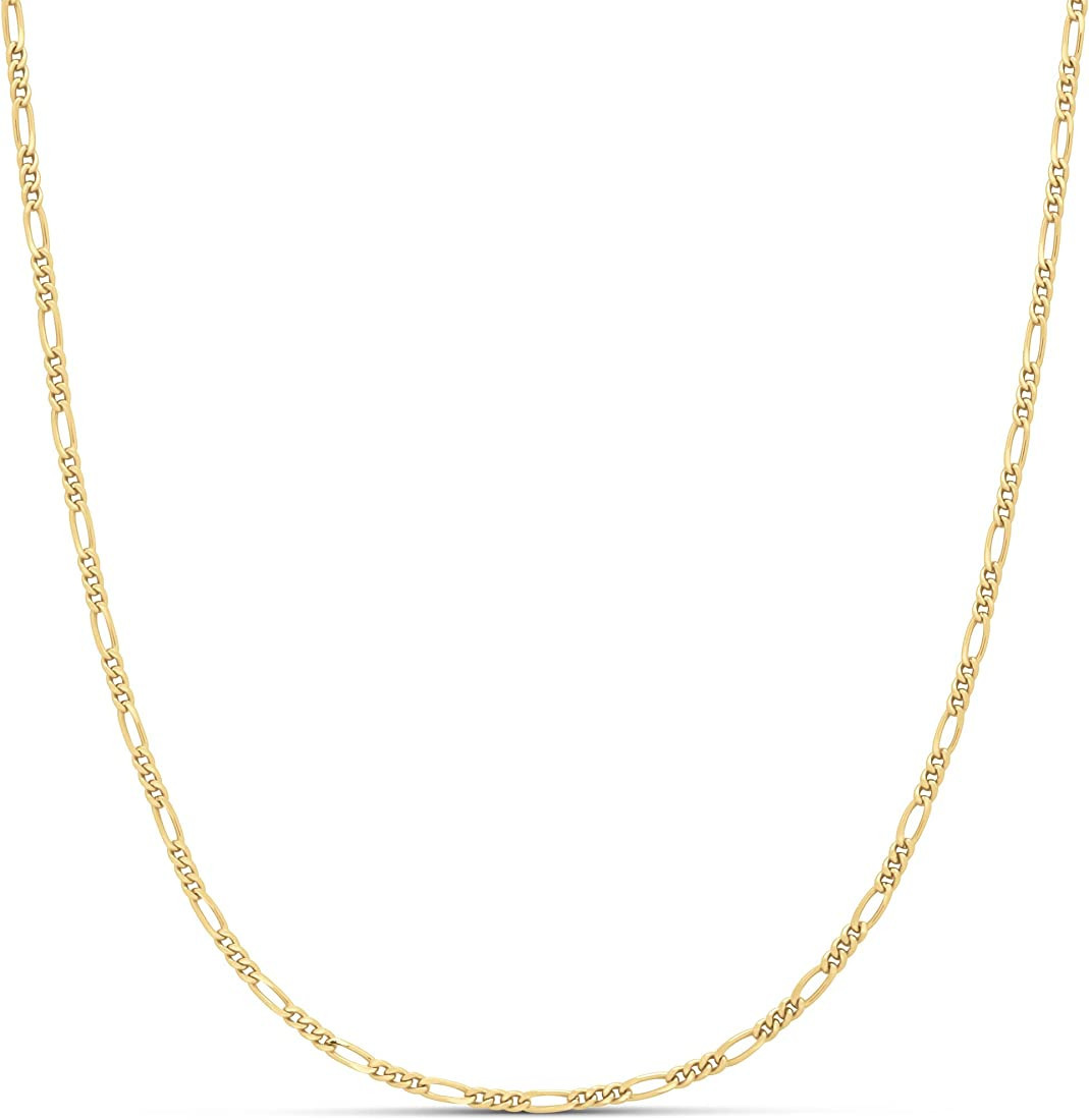 Amazon Essentials 14k Gold or Sterling Silver Plated Figaro Chain 16", 18", 20", or 24" | Amazon (US)
