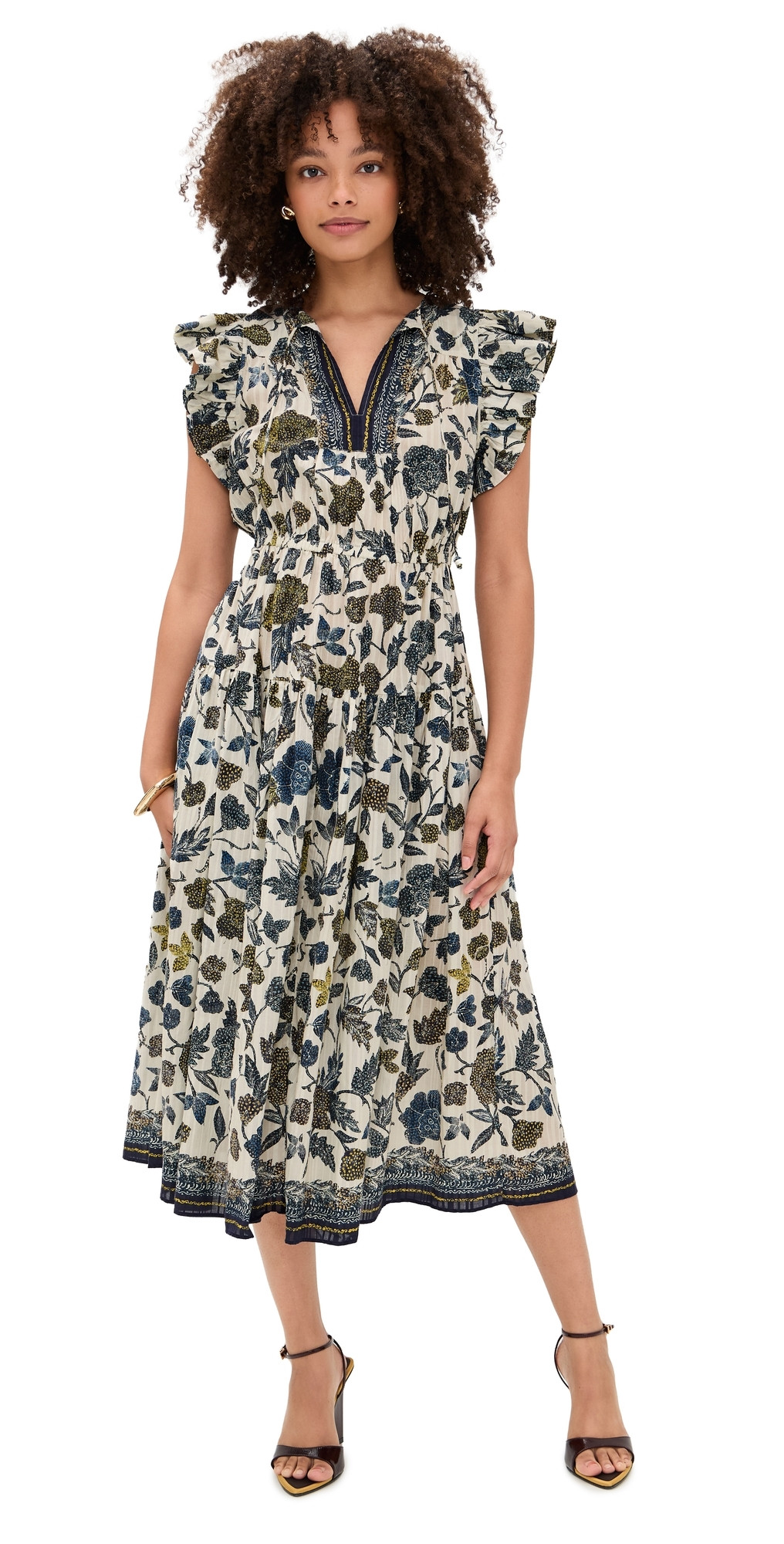 Ulla Johnson Kairi Flutter Sleeve Midi Dress Porcelain 16 | Shopbop