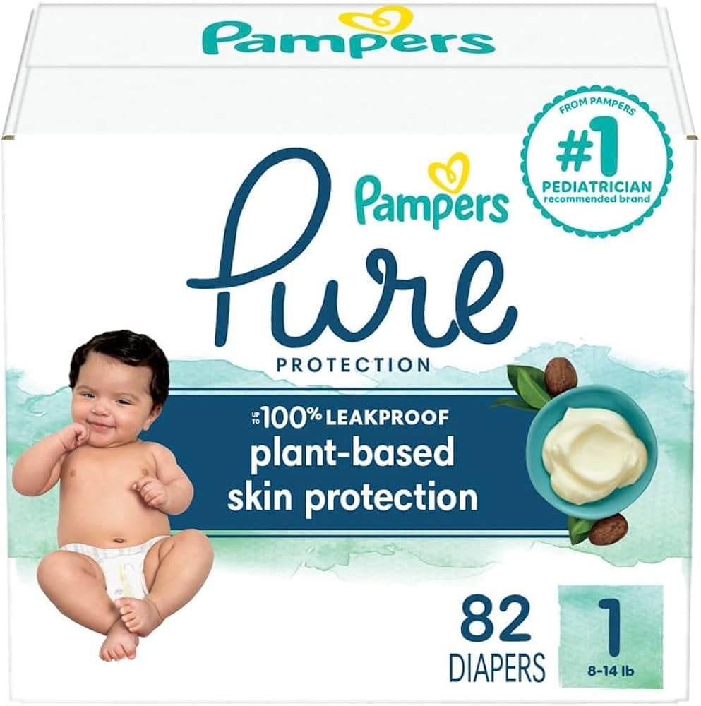 Pampers Pure Protection Diapers - Size 1, 82 Count, Hypoallergenic Premium Disposable Baby Diaper... | Amazon (US)