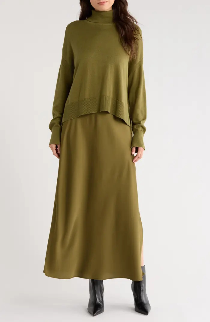 Turtleneck Sweater & Satin Slipdress Set | Nordstrom