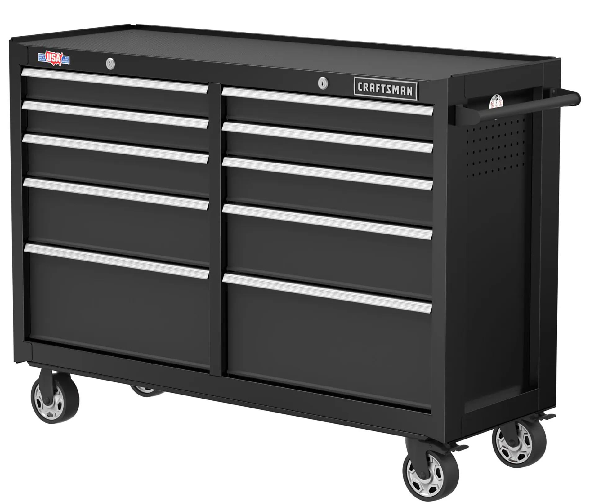 CRAFTSMAN 2000 Series 52-in W x 37.5-in H 10 -Drawer Steel Rolling Tool Cabinet ( Black ) | CMST98273BK | Lowe's