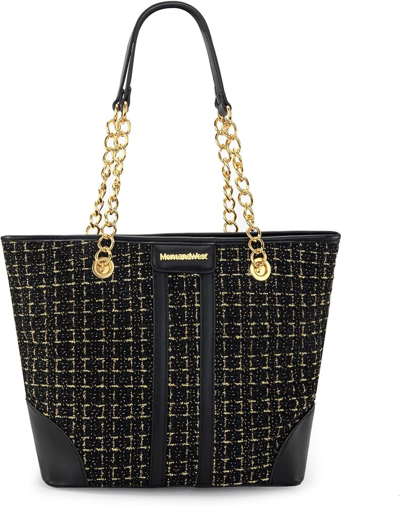 Montana West MEDIUM Tote Bag for Women Quilted Chain Handbags Shoulder Purse | Amazon (US)