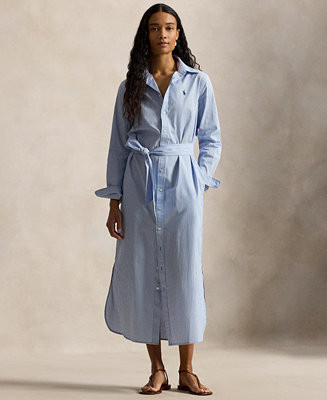 Women's Long-Sleeve Collared Shirt Dress | Macy's
