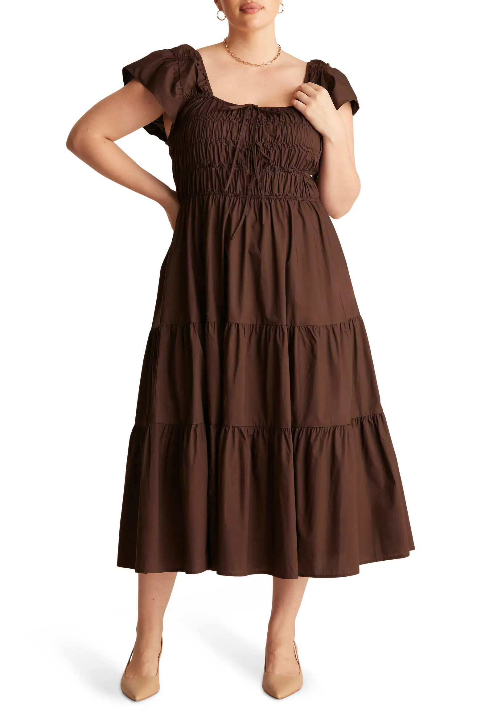 Alana Smocked Fit & Flare Cotton Tiered Midi Dress (Women) | Nordstrom | Nordstrom