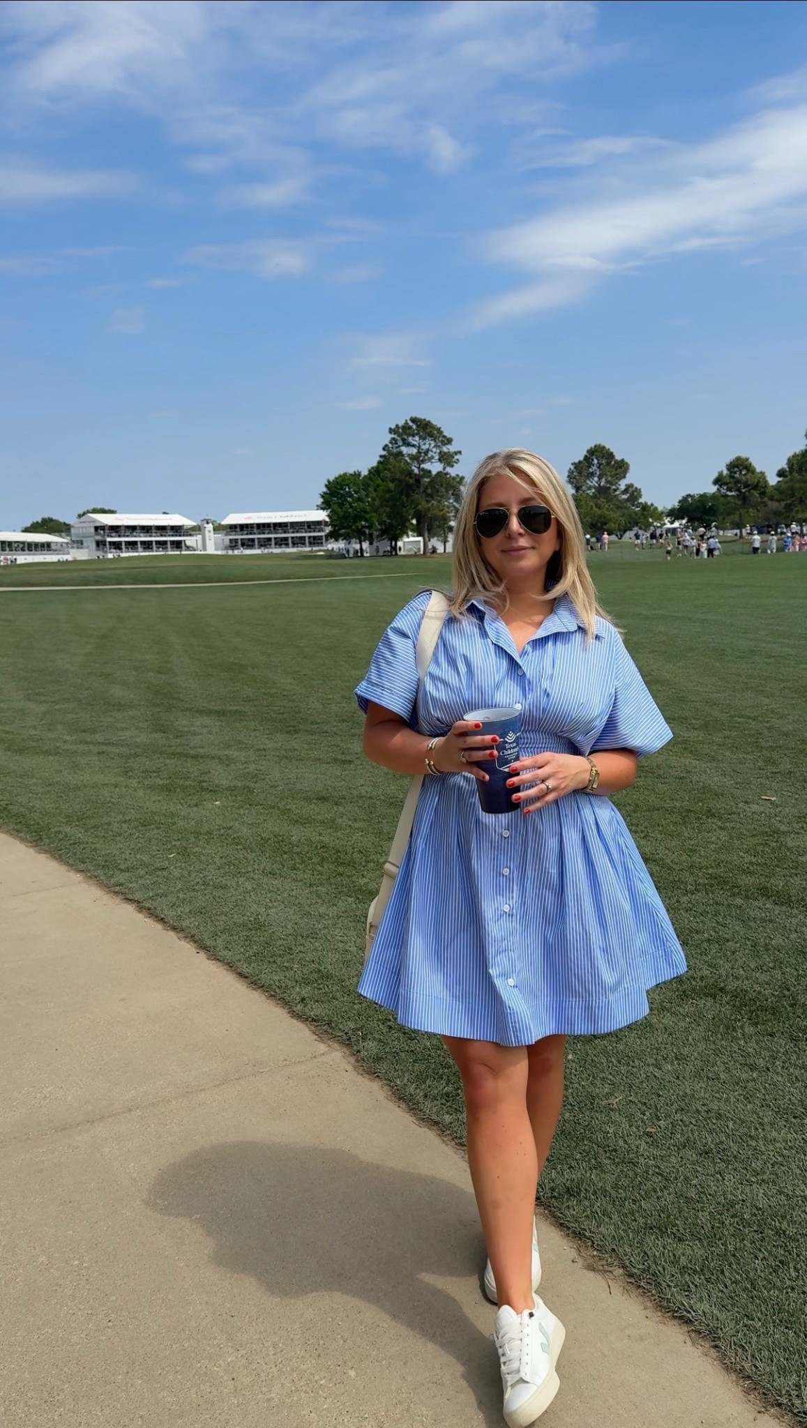 Blue white mini dress - masters outfit 

#LTKgrwm #LTKdayinmylife #LTKootd