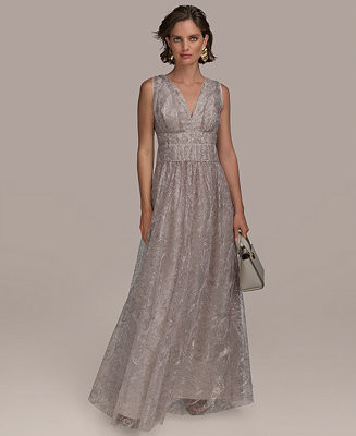 Donna Karan New York Women's Sequin Embroidered Mesh Sleeveless Gown - Macy's | Macy's