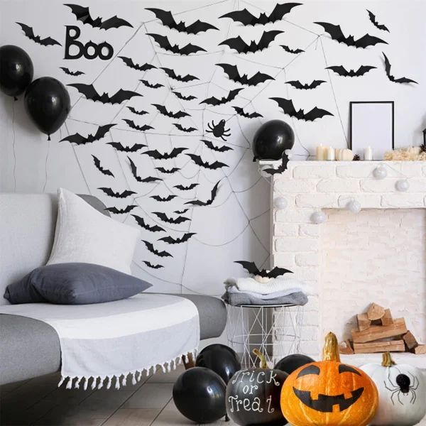 88PCS Halloween Decorations 3D Bat ,Halloween Decor DIY Window Decal For Halloween Eve Party Supp... | Wayfair North America