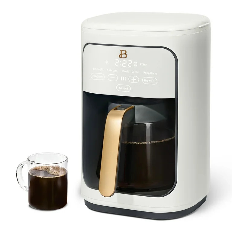 Beautiful 14-Cup Programmable Drip Coffee Maker with Touch-Activated Display, White Icing by Drew... | Walmart (US)