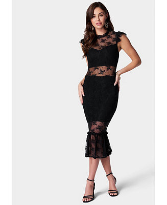 Women's Illusion Lace Midi Dress | Macy's