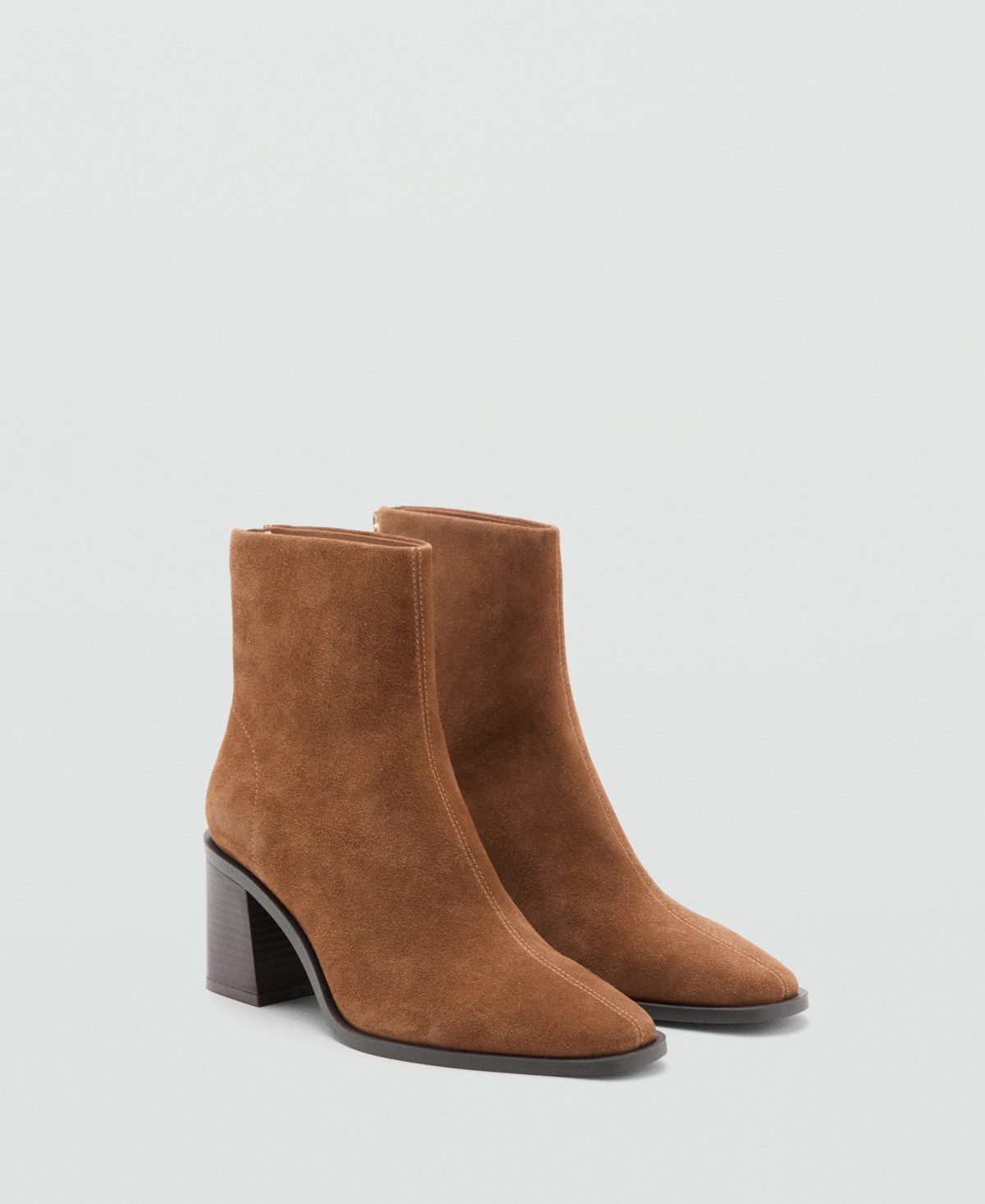 Mango Women's Block Heel Suede Leather Ankle Boots - Light, Pastel Brown | Macy's