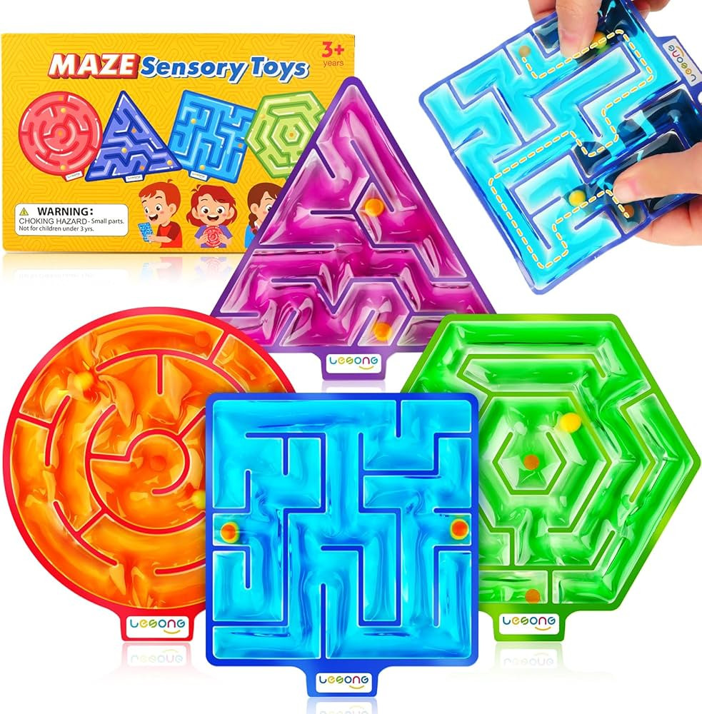 Squishy Toys Sensory Fidget Toys for Kids: 4 Pack Maze Sensory Toys for Autism - Fidget Toys with... | Amazon (US)