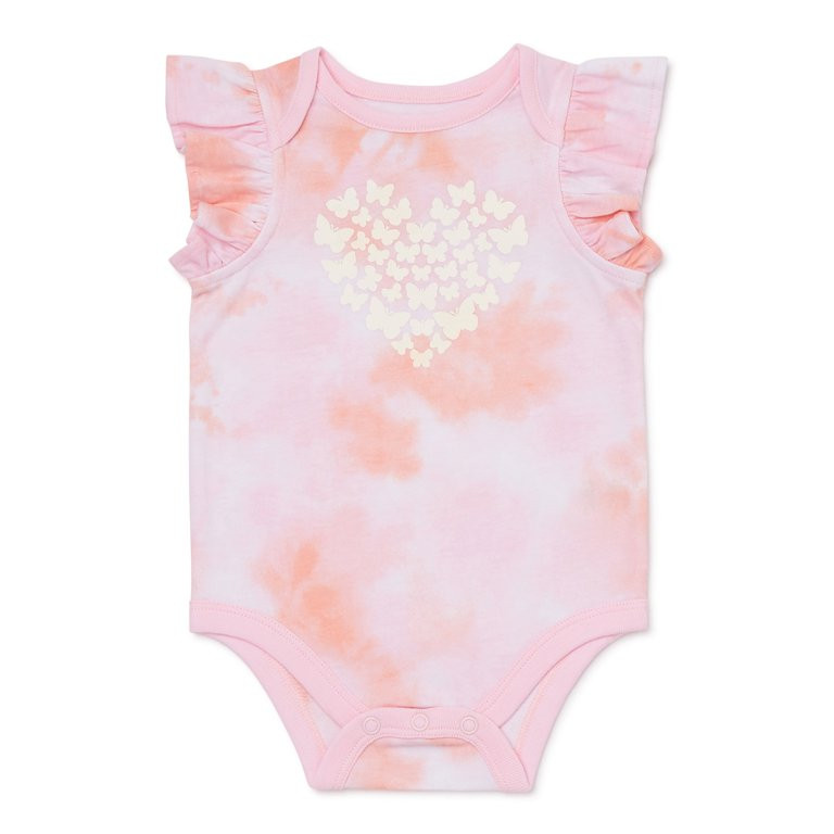 Garanimals Baby Girl Flutter Sleeve Graphic Bodysuit, Sizes 0-24 Months | Walmart (US)
