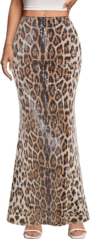 TYNORA Women's Shiny Sequin High Waisted Maxi Skirts Bodycon Long Mermaid Skirt Formal Skirts Dan... | Amazon (US)