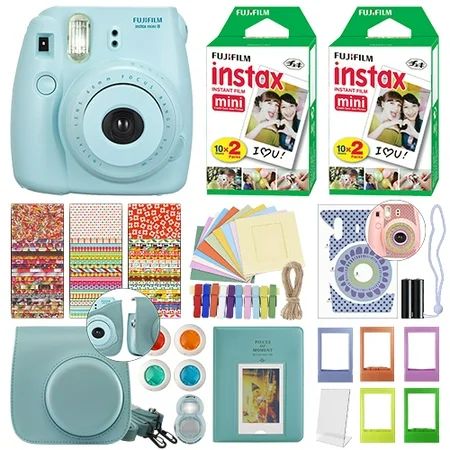 Fuji Instax Mini 8 Fujifilm Instant Film Camera Blue + 40 Film Deluxe Bundle | Walmart (US)