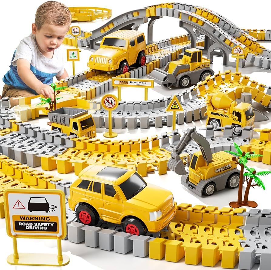 Toddler Boy Toys for 3 4 5 6 Year Old, Total 236 PCS Construction Toys Race Tracks for Boys Kids ... | Amazon (US)