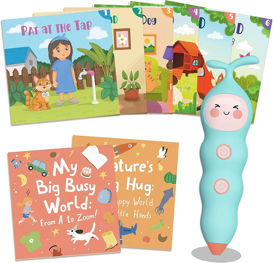 QuTZ Talking Pen Book Set, Learn to Read Sound Books, 8 Tap to Read Audio Books, 600+ Words & Fun... | Amazon (US)