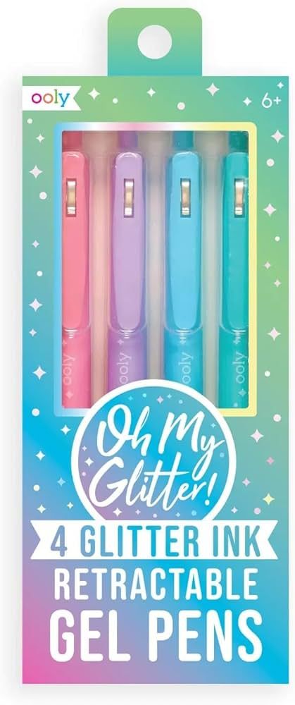 Ooly Oh My Glitter! Gel Pens - Set of 4, Retractable Glitter Pens, Functional Clips & Comfort Gri... | Amazon (US)