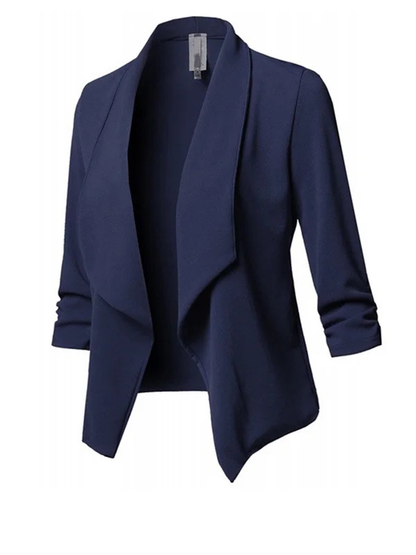 DYMADE Plus Size Women Long Sleeve Plain Blazer Lapel Open Front Work Office Jacket Coat | Walmart (US)