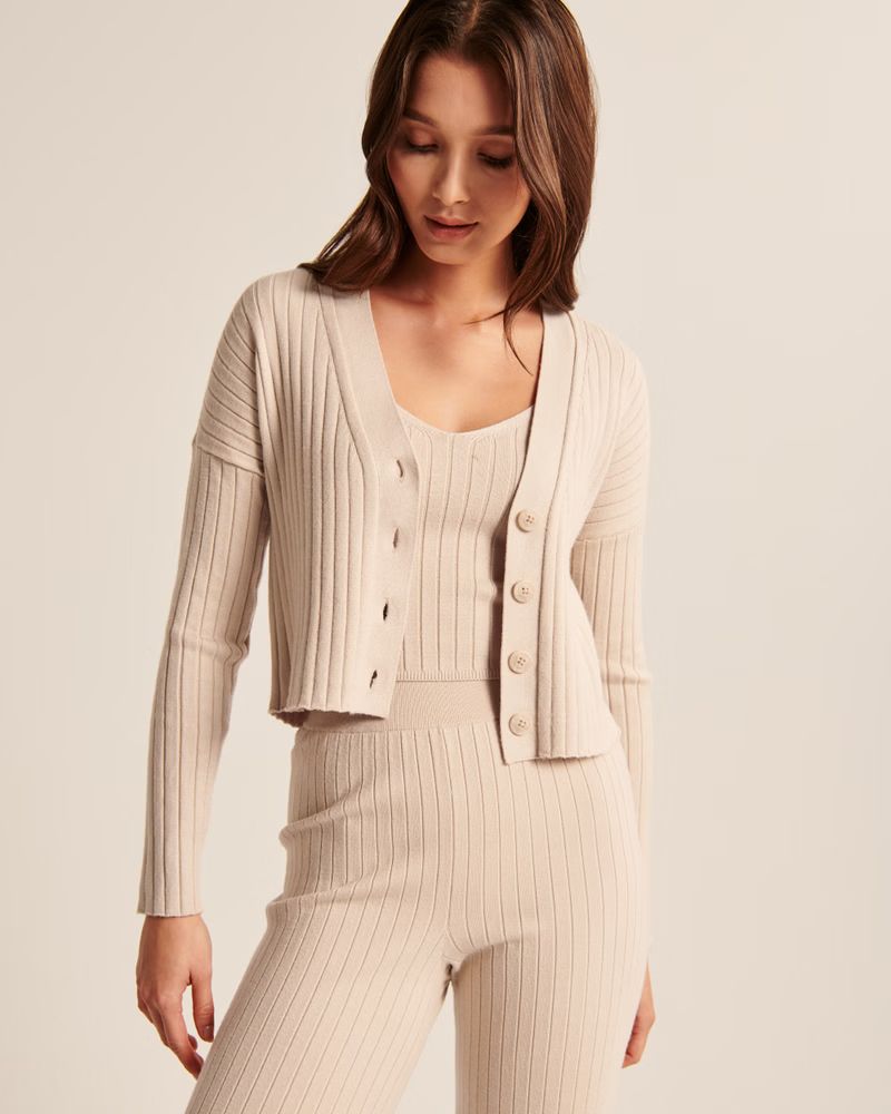 LuxeLoft Ribbed Tank and Cardigan Set | Abercrombie & Fitch (US)