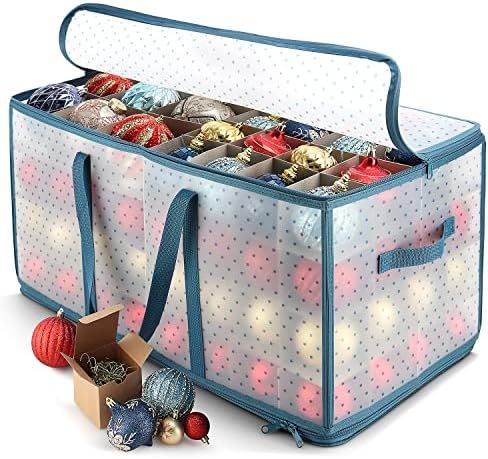 Large Christmas Ornament Storage Box With Adjustable Dividers - Plastic Ornament Storage Container F | Amazon (US)
